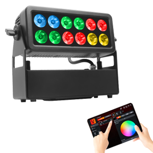 Luz de escenario LED RGBL de 12x10W con batería: cambio de color inteligente y control de aplicaciones